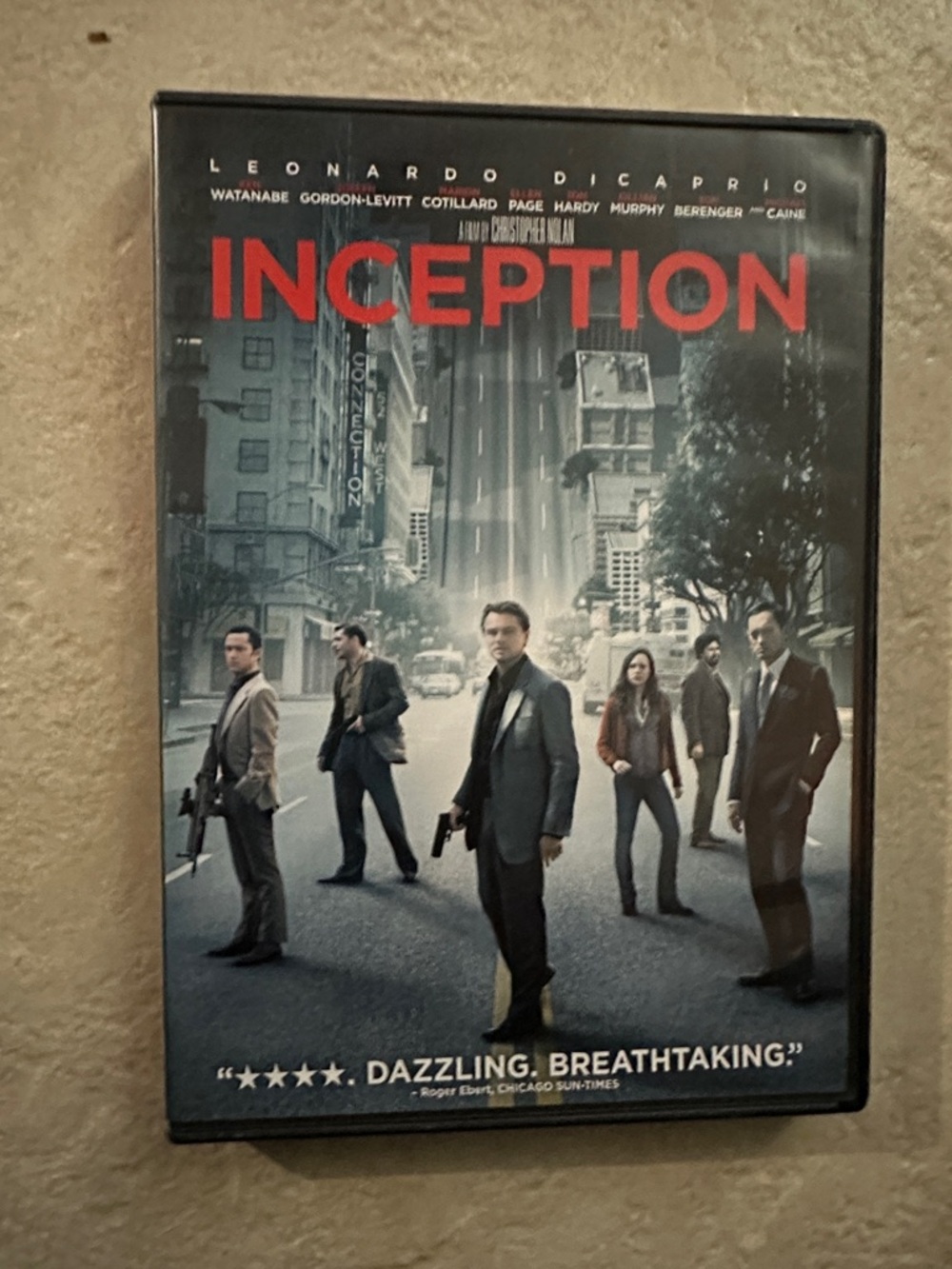Inception DVD — Red Title, Blue-Grey Artwork